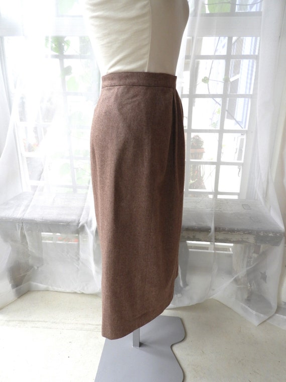 Vtg 1970's Heather Brown Wool Skirt|Vtg Wool Natu… - image 5