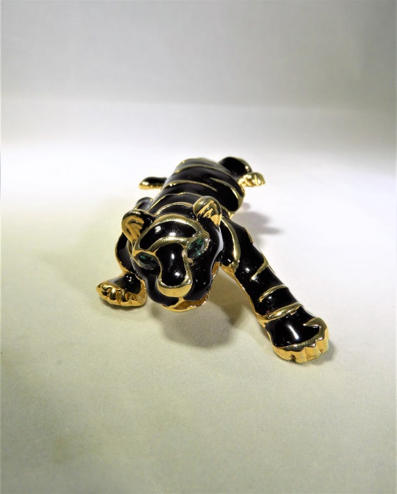MCM Black Panther Pin, Stalking Panther Jewelry,