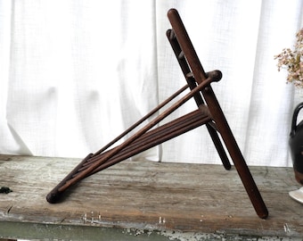 Antique Wooden Folding Gout Stool Spindled L20"xW12"xH19"