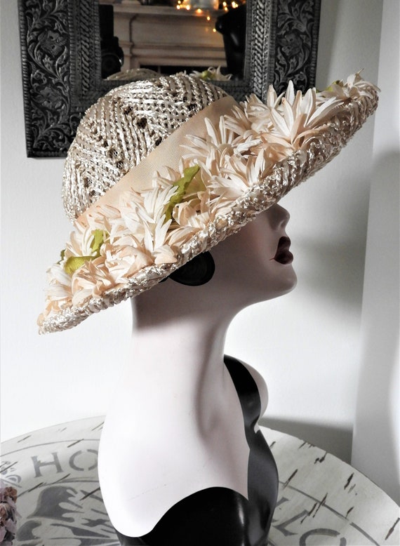Vtg 1950's Straw Hat, Grayce Hats Stras Hat, Vtg S