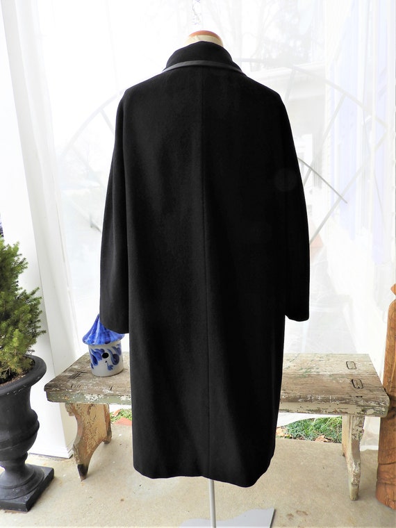 Vtg 1950's Black Cashmere A Line Ladies Coat, Vtg… - image 6