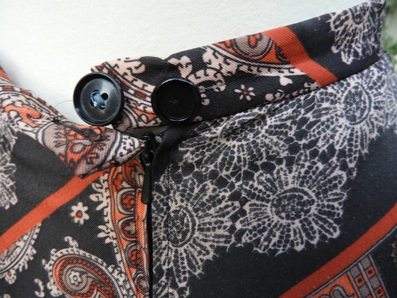 Vtg 1970's Black Paisley Floor Length Skirt, Vtg … - image 7