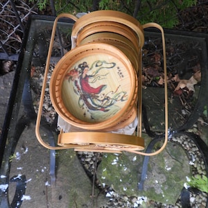 Posavasos asiáticos de bambú de stock antiguo y nuevo/Juego de posavasos Geisha de bambú vintage/Juego de 6 posavasos orgánicos