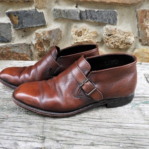 Rare Vtg Mens Biltrite Side Buckle Shoes, Mens Brown Leather Shoes, Mens Slip On Shoes sz 8 1/2 D