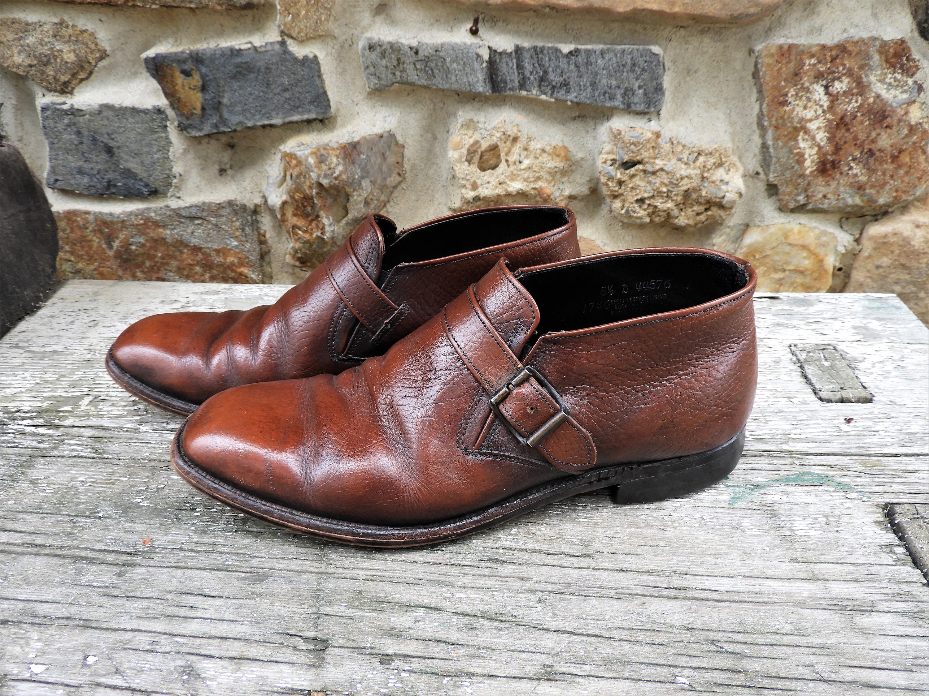 Vintage Biltrite Brown Leather Buckle Shoes, Mens Size 8 1/2  display picture 1