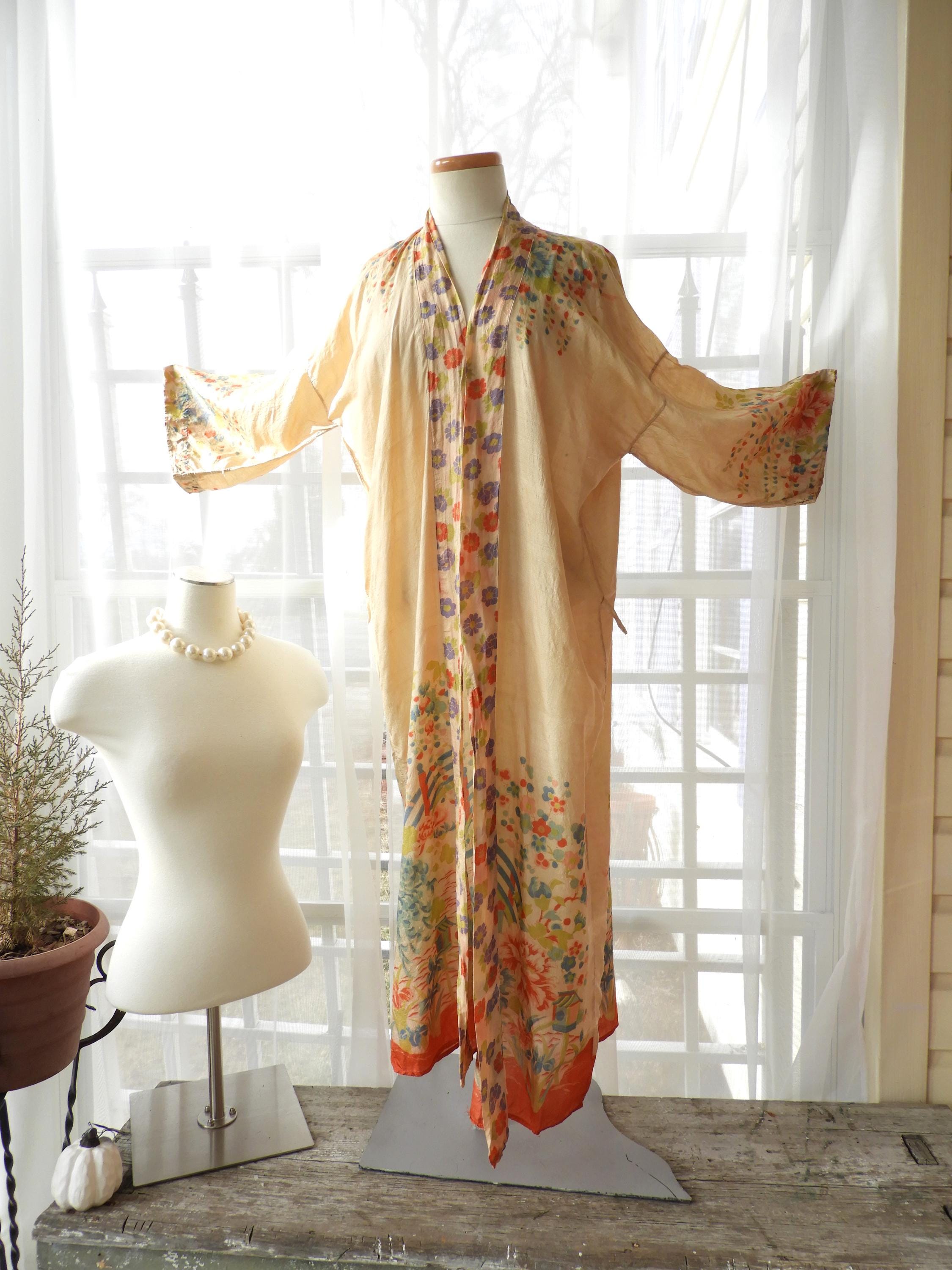 Pongee Silk Robe 1920's - Etsy Pongee Silk Robe 1920's - Etsy