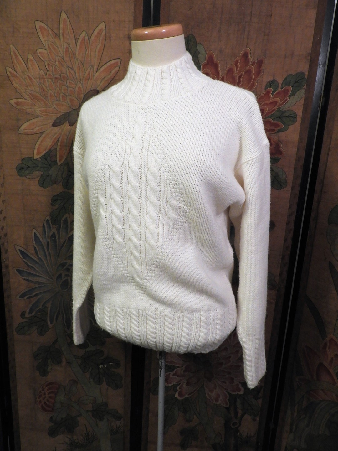 Vtg 1980's White Acrylic Sweater Vtg French Navy White - Etsy
