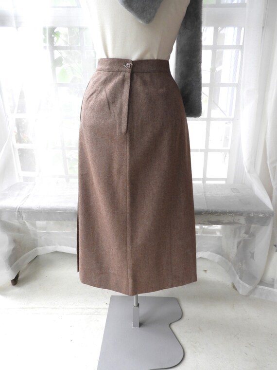 Vtg 1970's Heather Brown Wool Skirt|Vtg Wool Natu… - image 4