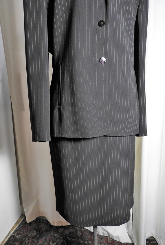 Vtg 1980's Black Pin Stripe Ladies Suit, Vtg Bill… - image 6