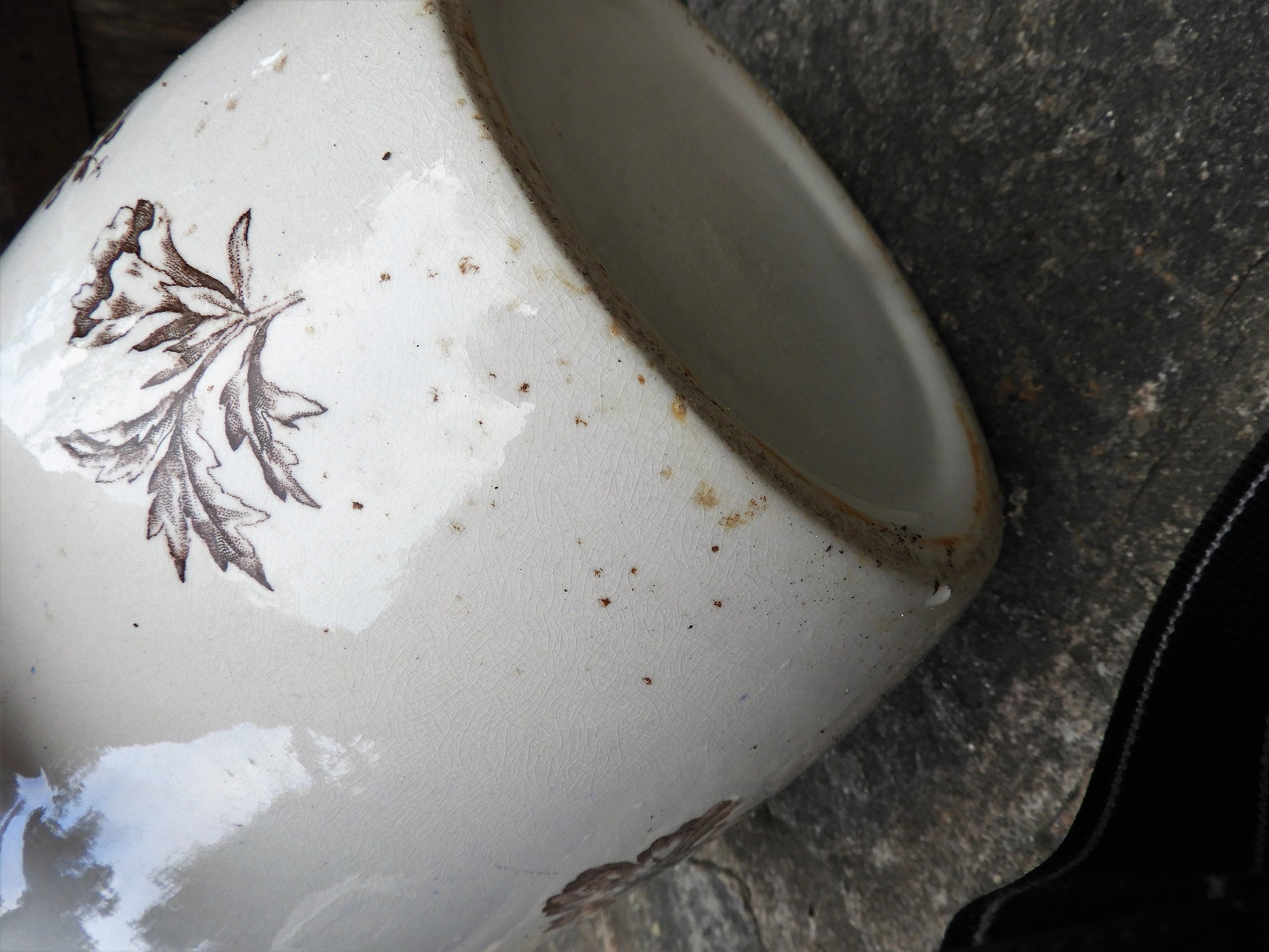 Antique Ironstone Bucket Slop Bucket Brown White Floral Etsy