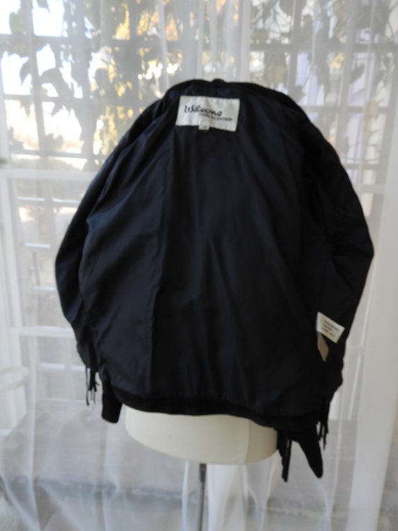 Vtg Ladies Black Suede Short Fringed Jacket|Vtg W… - image 8