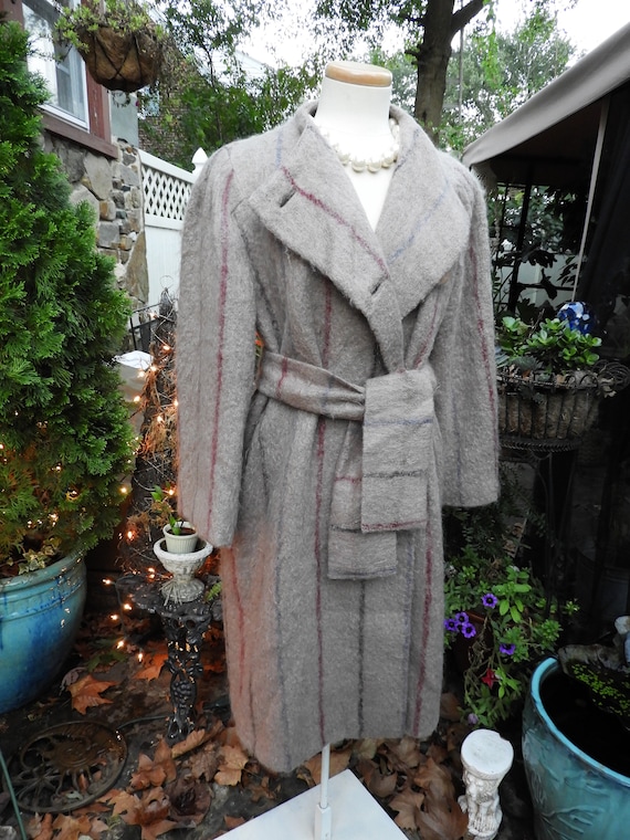 Vtg Lightweight Trench Coat, Ladies Mohair Grey Tr