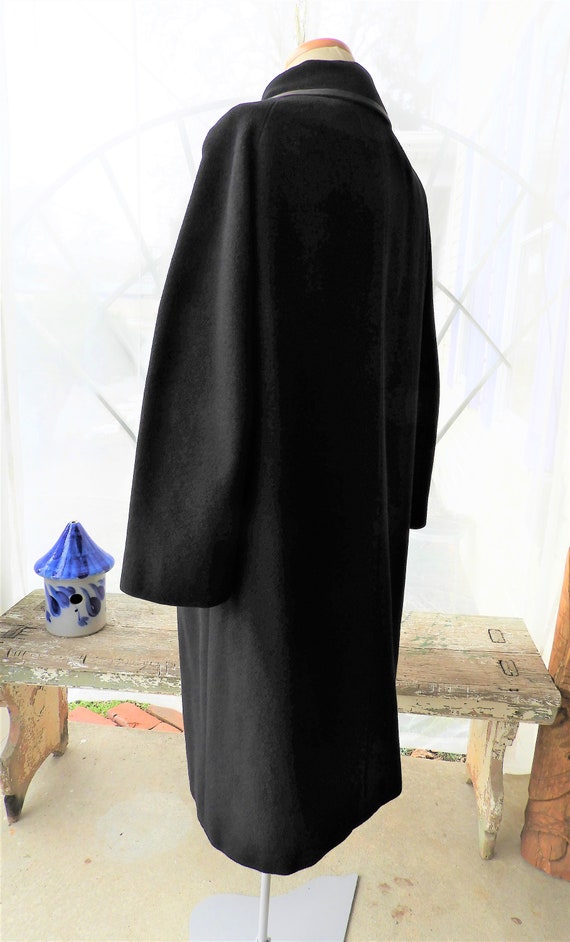 Vtg 1950's Black Cashmere A Line Ladies Coat, Vtg… - image 5