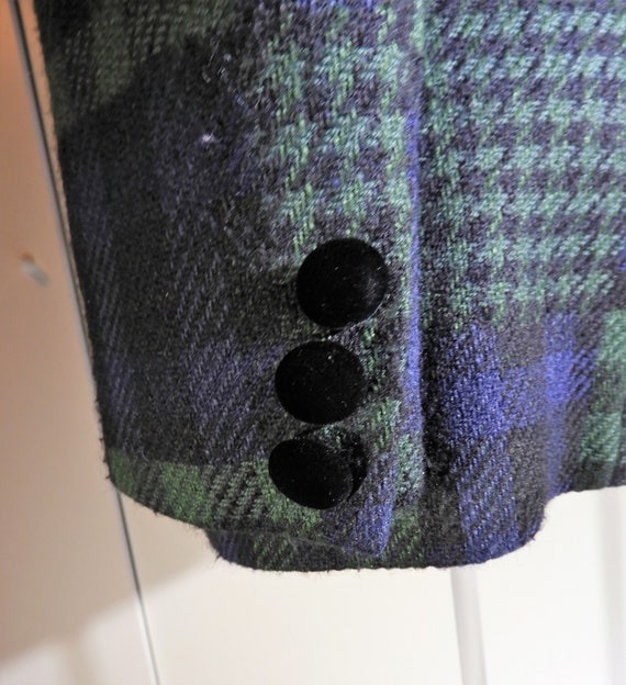 1980's Blue Green Plaid Blazer, Vtg Ladies Should… - image 7