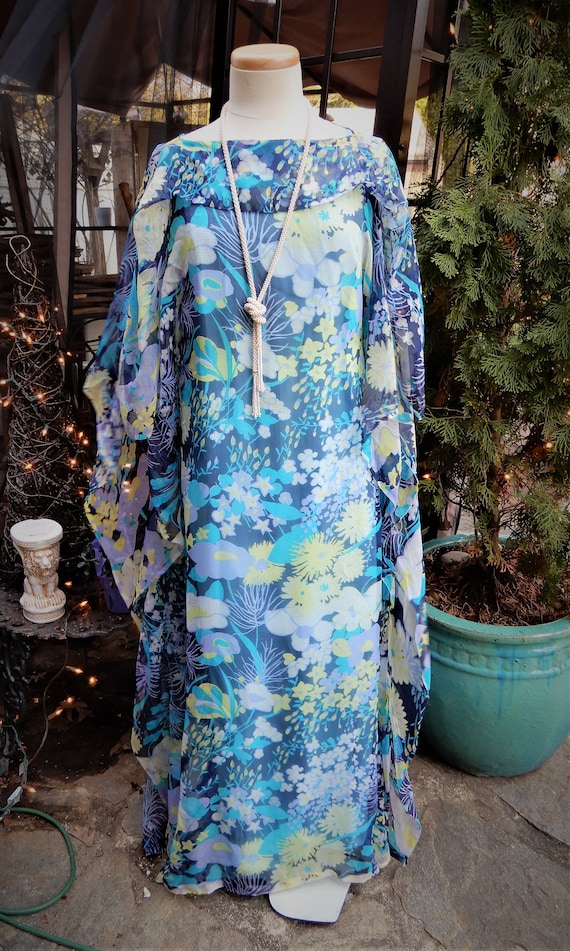 1930'S Silk Gatsby Dress, Blue Purple Green Floral