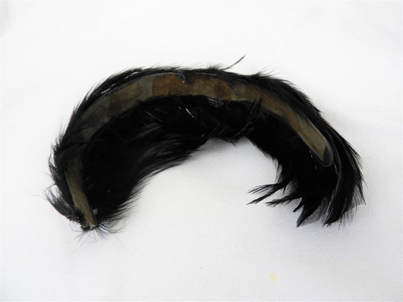 Vtg 1930's Feather Headband, Vtg Black Feather He… - image 8