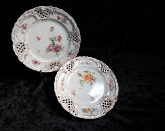 アンティークマイセン手描き花柄プレート、1880年代マイセンドイツ磁器