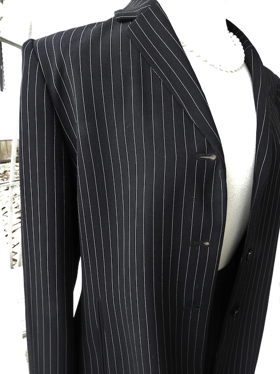 Vtg 1980's Black Pin Stripe Ladies Suit, Vtg Bill 