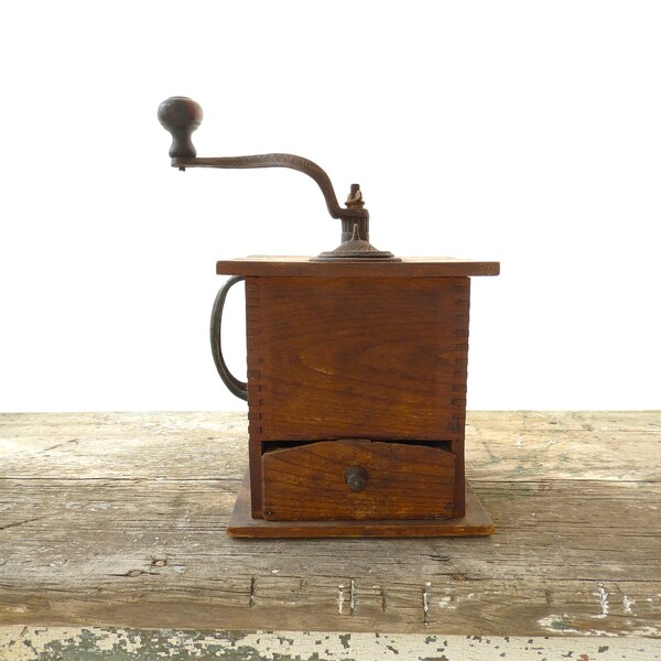 Antique Wooden Manual Coffee Grinder|Vtg Wood Imperial Arcade 999 Coffee Grinder|Antique Wood Coffee Mill H 12"