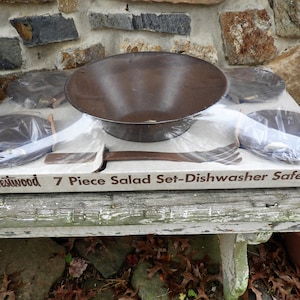 Vtg 1970&#39;s Brown Salad Set, Westwood Salad Set, Old New Stock Salad Set