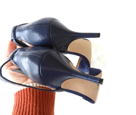 Vtg Ladies Blue Suede Stiletto Shoes|Vtg Ankle St… - image 7