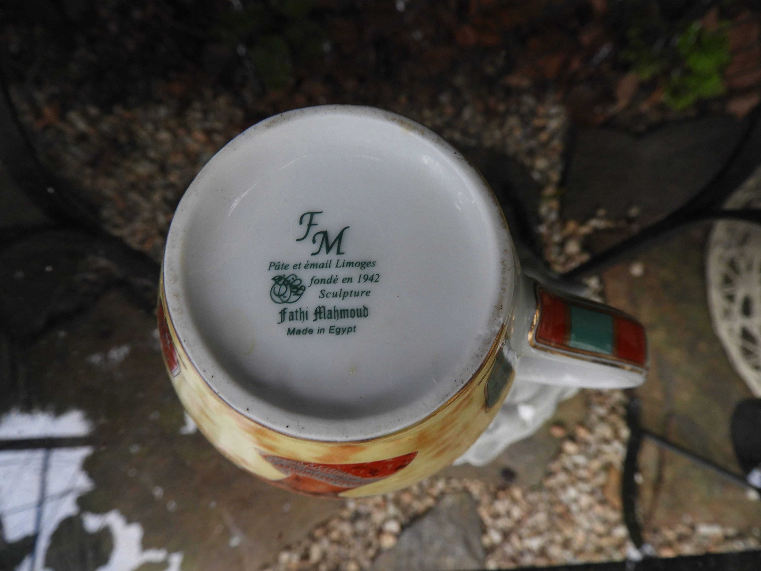 ヴィンテージ エジプト磁器製コーヒーマグカップ | ツタンカーメン王と 