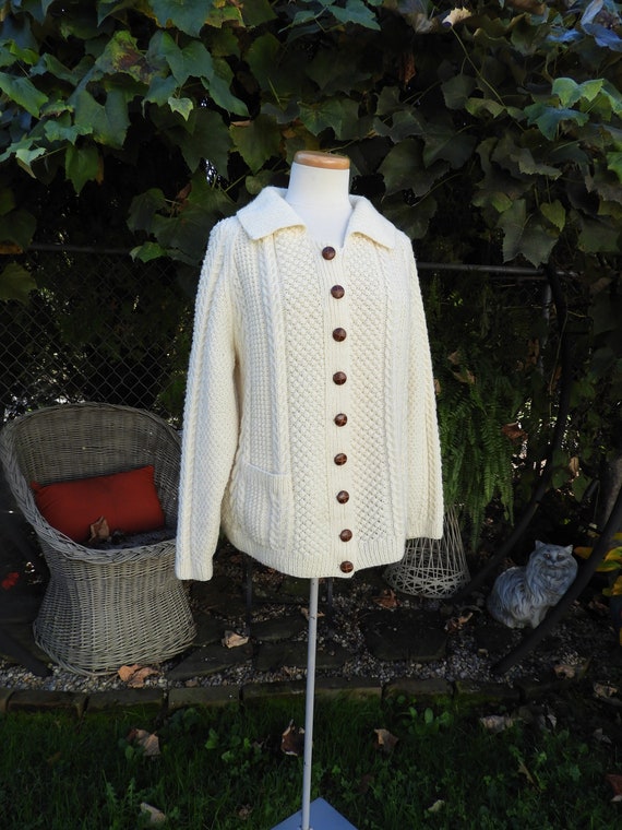 Vtg Ladies Retro White Fisherman's Sweater|Vtg Uni