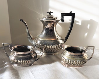 Vtg 1940's Silver 3pc Coffee Set, Vtg Art Deco Crafton EPNS
