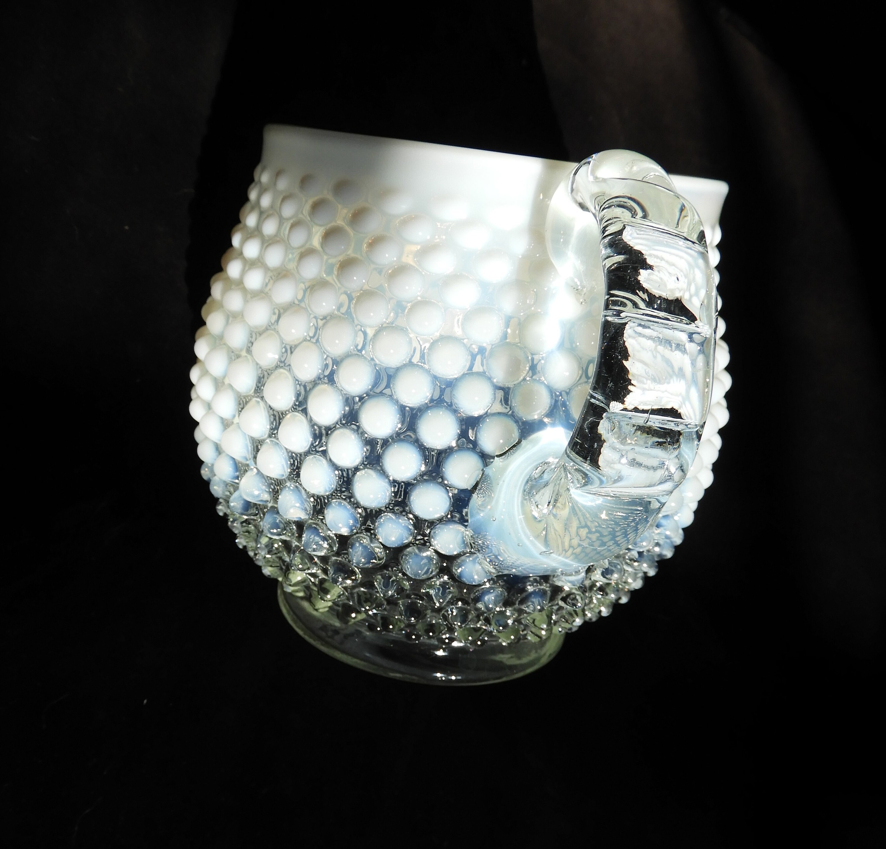 Vintage Fenton Hobnail Opalescent Art Glass Pitcher | Moonstone White H ...