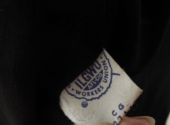 Vtg 1950's Black Cashmere A Line Ladies Coat, Vtg… - image 9