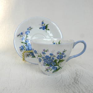 Vtg Blue Floral China Tea Cup Saucer|Royal Albert Forget Me Not Bone China Tea Cup|English Tea Cup Saucer