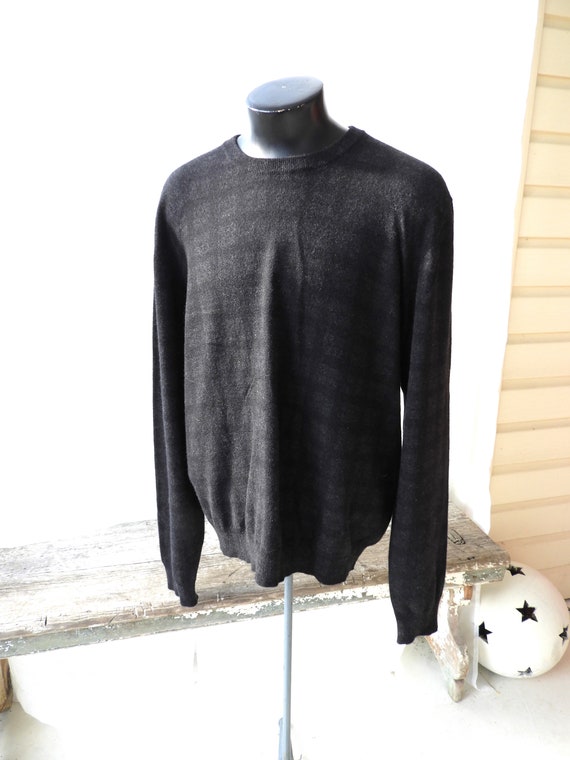 Vtg 1990's Men's Grey Checked Cashmere Sweater|Men