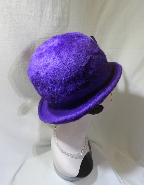 Vtg 1950's Purple Fedora Style Hat, Vtg Purple Fa… - image 6