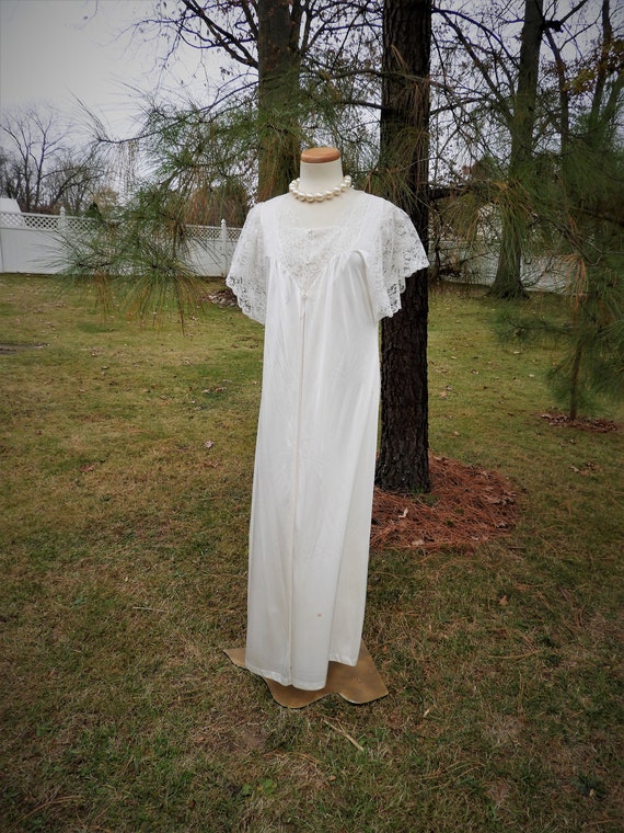 Vtg 1970's Sexy White Nightgown, Vtg White Bridal… - image 6