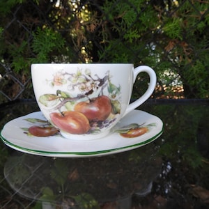 Vtg Fruit English Tea Cup & Saucer Set|Vtg Baum Bros Apples Tea Cup Saucer Set|Formalities Bone China Tea Cup