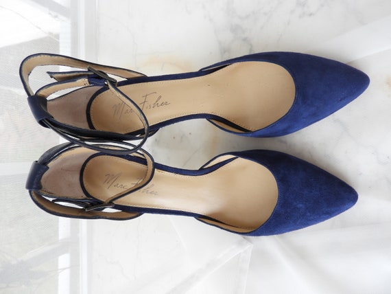 Vtg Ladies Blue Suede Stiletto Shoes|Vtg Ankle St… - image 2