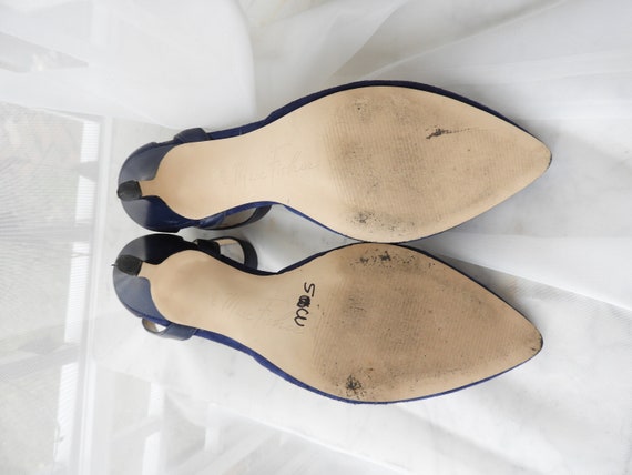 Vtg Ladies Blue Suede Stiletto Shoes|Vtg Ankle St… - image 9