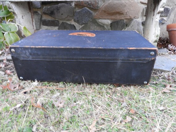 Vtg Leather Suitcase, Vtg Luggage, Black Leather … - image 7