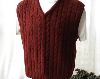 Gilet vintage in lana bordeaux Jantzen Pull-Over a trecce Made in USA taglia L