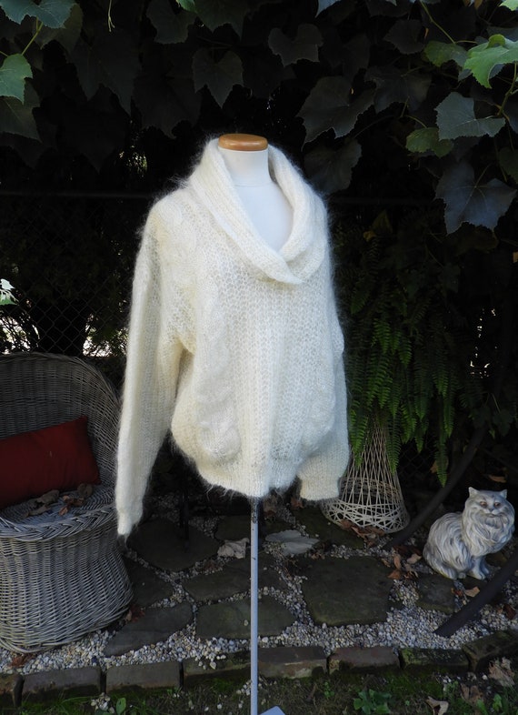 Vtg 1980's White Loose Knit Sweater|Vtg Ladies Whi