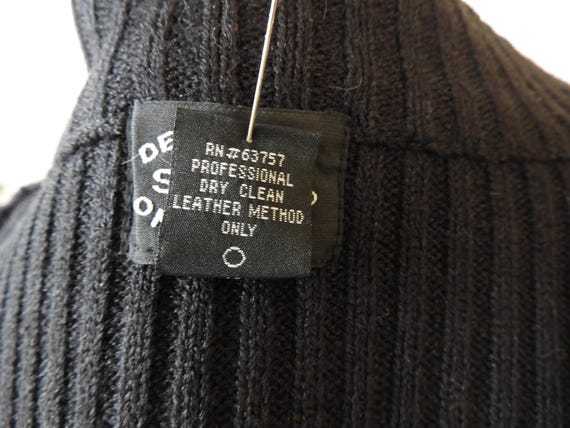 Vtg BOHO Suede Patchwork Knit Jacket Black Browns… - image 13