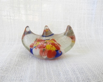 Porta bacchette in vetro di Murano VTG Millefiori italiano 2,5 "x 1"