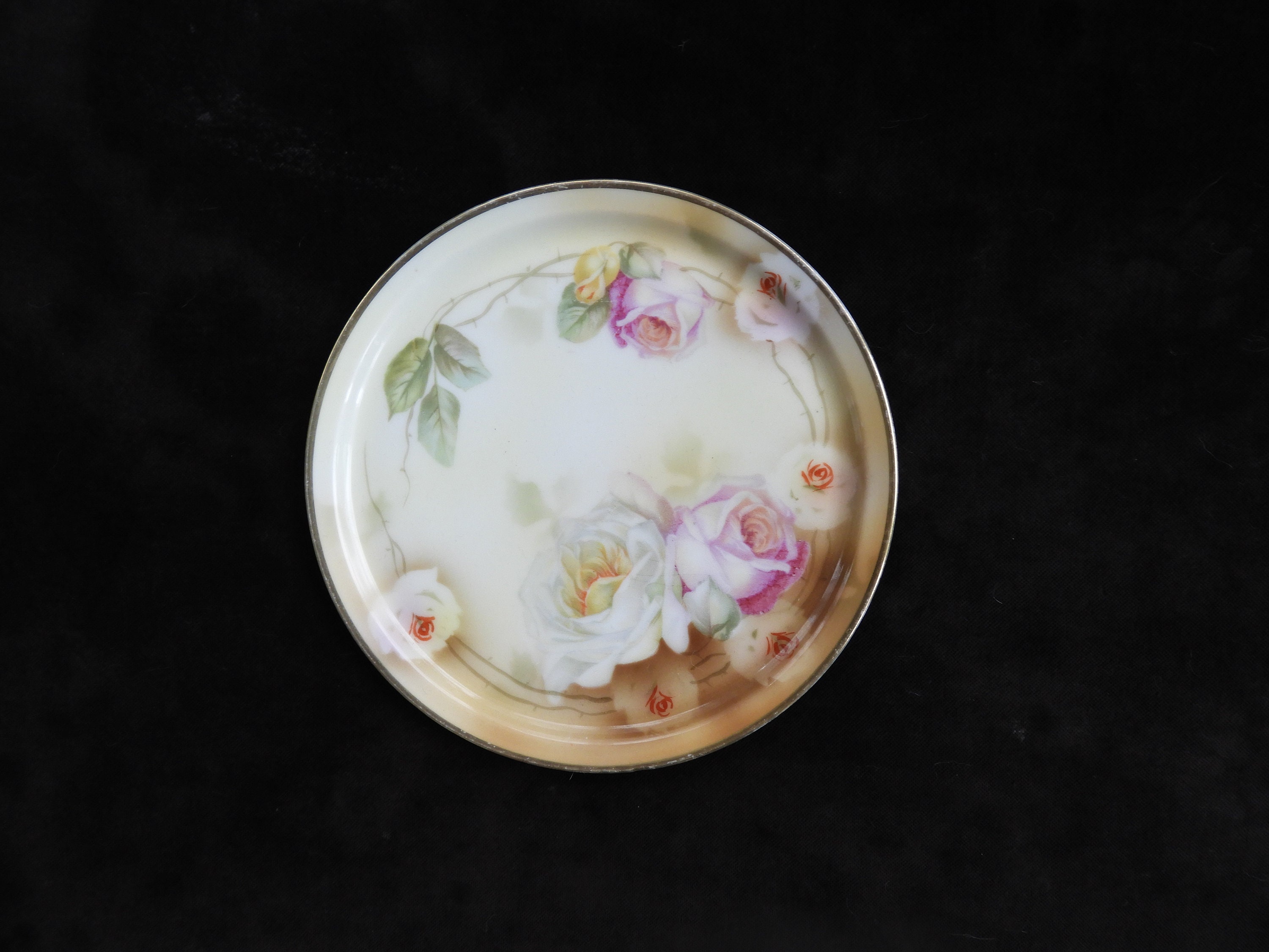ヴィンテージ スモール ローズ プレート|ヴィンテージ プロイセン 中国