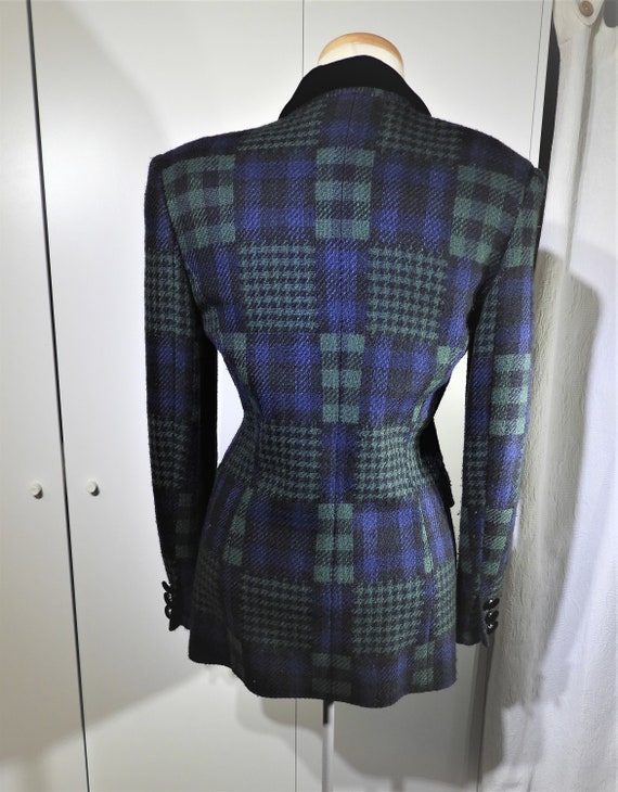 1980's Blue Green Plaid Blazer, Vtg Ladies Should… - image 6