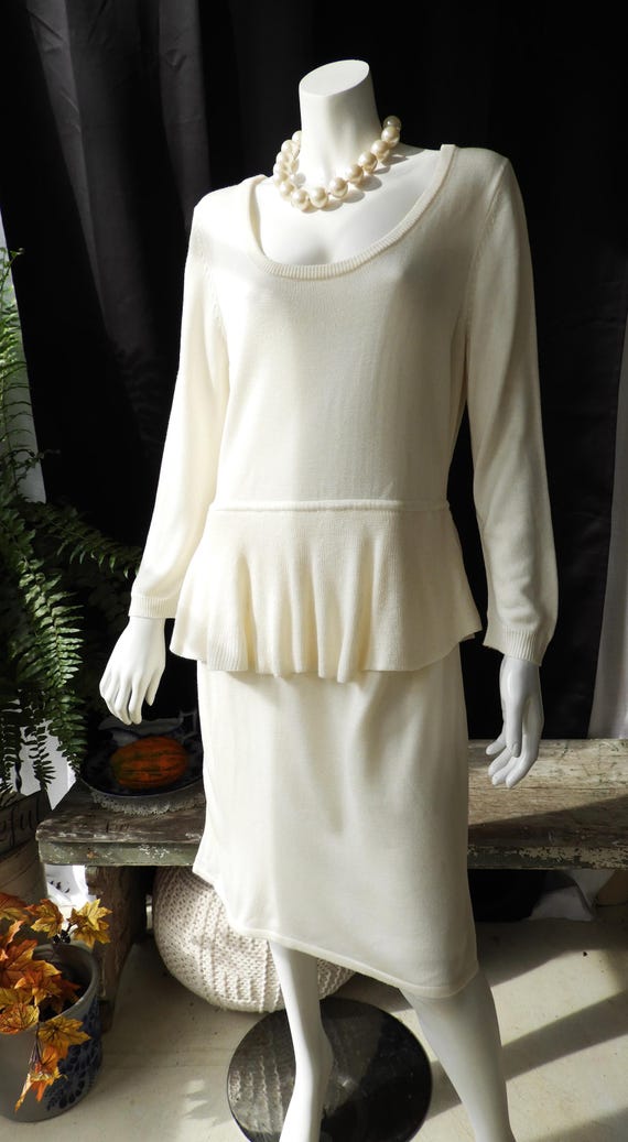 Vtg Winter White Acrylic Sweater/knit Dress Calvin Klein Sz L - Etsy Israel