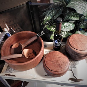 Wood Salad Bowl Set, Teak Wood Bowl, Good Wood Teak Salad Bowl, Walnut Wood Salad Bowls, Wood Fork & Spoon