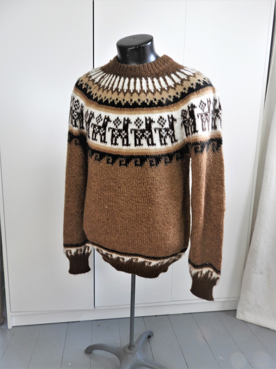 Vtg New Old Stock Mens's Hand Knit Alpaca Sweater Vtg - Etsy