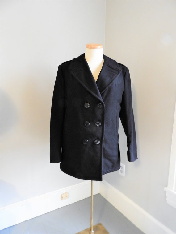 Rare Ladies Navy Military Peacoat, Ladies Wool Pe… - image 2