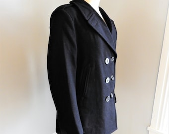 【お値下げ】ドイツ軍/ピーコート/ビンテージ（５９年製） 美品 40's WWⅡ USA製 実物 米軍 US NAVY 10ボタン Pコート M