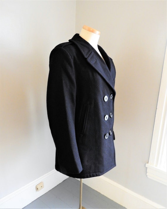 Rare Ladies Navy Military Peacoat, Ladies Wool Pe… - image 1